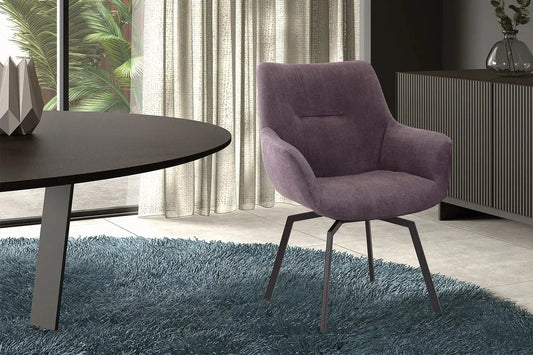 Chaise de Salle à Manger Pivotante MODESTY en Velours Côtelé Gris - 63 x 63 cm ROUSSEAU