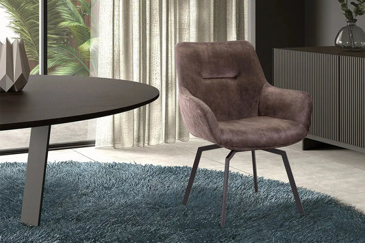 Chaise de Salle à Manger Pivotante MODESTY en Velours Taupe - 63 x 63 cm ROUSSEAU