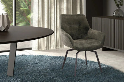 Chaise de Salle à Manger Pivotante MODESTY en Velours Vert - 63 x 63 cm ROUSSEAU