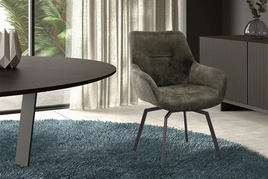 Chaise de Salle à Manger Pivotante MODESTY en Velours Vert - 63 x 63 cm ROUSSEAU