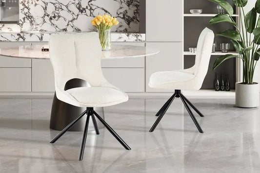 Chaise Pivotante de Salle à Manger MORY en Tissu Beige - 48 x 59.5 cm ROUSSEAU