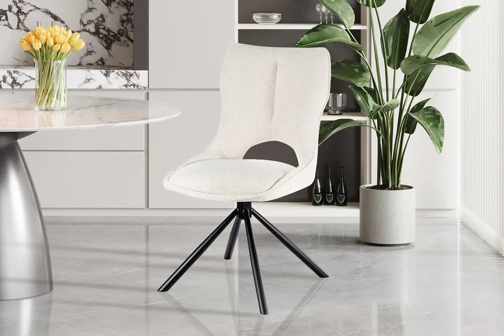 Chaise Pivotante de Salle à Manger MORY en Tissu Beige - 48 x 59.5 cm ROUSSEAU