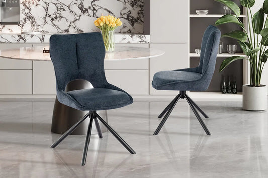 Chaise Pivotante de Salle à Manger MORY en Tissu Bleu - 48 x 59.5 cm ROUSSEAU