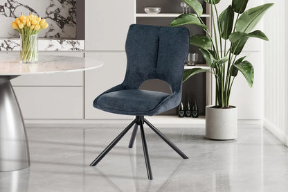 Chaise Pivotante de Salle à Manger MORY en Tissu Bleu - 48 x 59.5 cm ROUSSEAU
