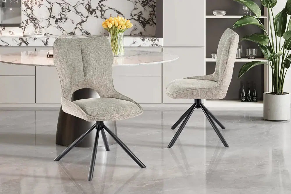 Chaise Pivotante de Salle à Manger MORY en Tissu Gris clair - 48 x 59.5 cm ROUSSEAU