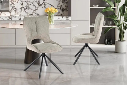 Chaise Pivotante de Salle à Manger MORY en Tissu Gris clair - 48 x 59.5 cm ROUSSEAU