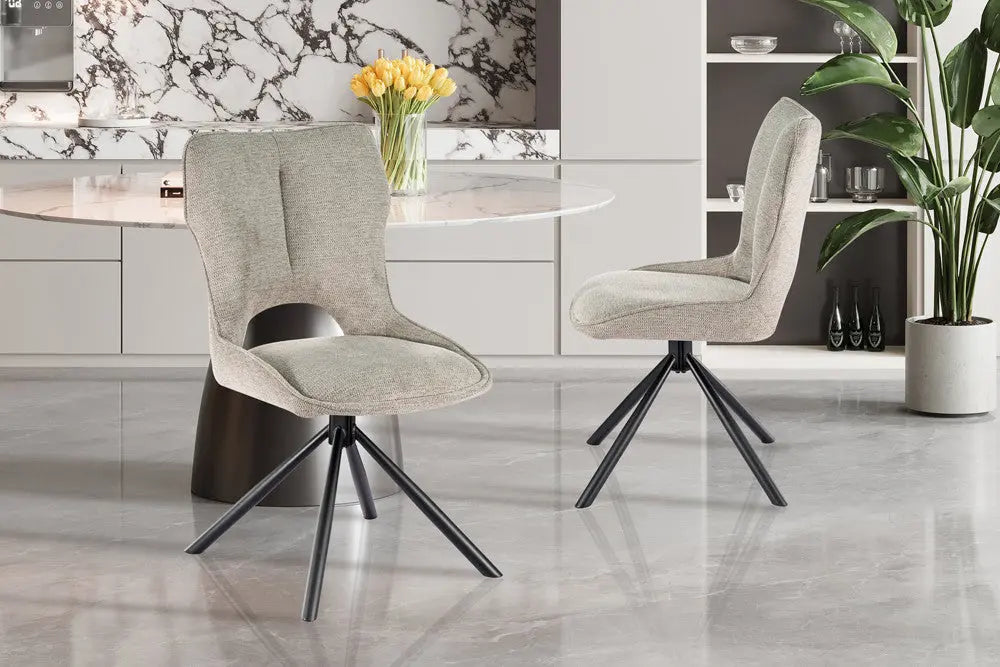 Chaise Pivotante de Salle à Manger MORY en Tissu Gris clair - 48 x 59.5 cm ROUSSEAU