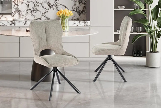 Chaise Pivotante de Salle à Manger MORY en Tissu Gris clair - 48 x 59.5 cm ROUSSEAU