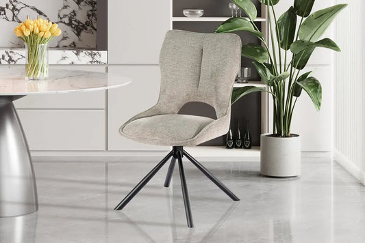 Chaise Pivotante de Salle à Manger MORY en Tissu Gris clair - 48 x 59.5 cm ROUSSEAU