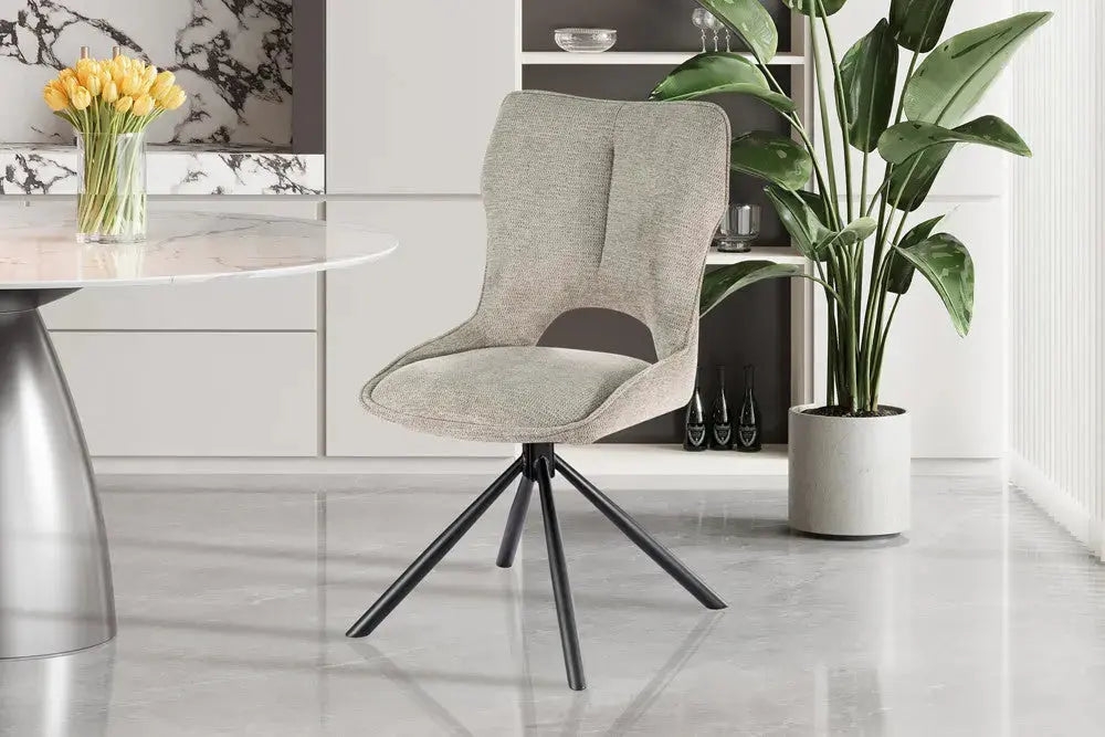 Chaise Pivotante de Salle à Manger MORY en Tissu Gris clair - 48 x 59.5 cm ROUSSEAU