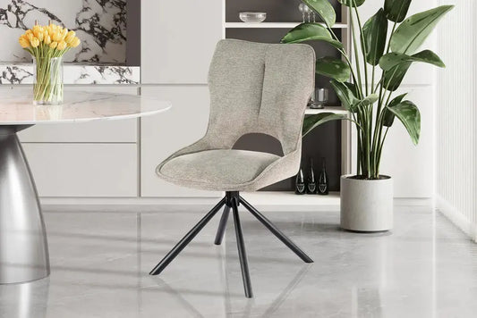 Chaise Pivotante de Salle à Manger MORY en Tissu Gris clair - 48 x 59.5 cm ROUSSEAU