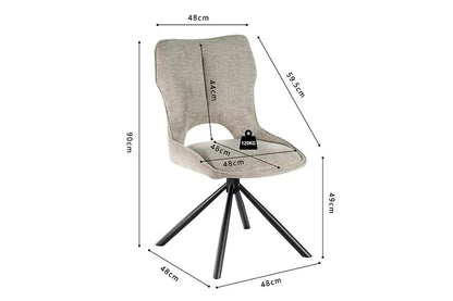 Chaise Pivotante de Salle à Manger MORY en Tissu Gris clair - 48 x 59.5 cm ROUSSEAU