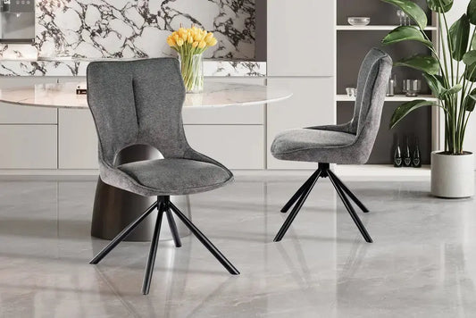 Chaise Pivotante de Salle à Manger MORY en Tissu Gris foncé - 48 x 59.5 cm ROUSSEAU