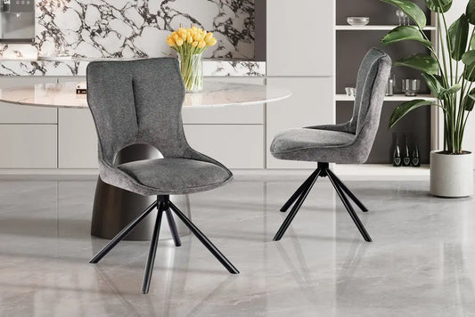 Chaise Pivotante de Salle à Manger MORY en Tissu Gris foncé - 48 x 59.5 cm ROUSSEAU