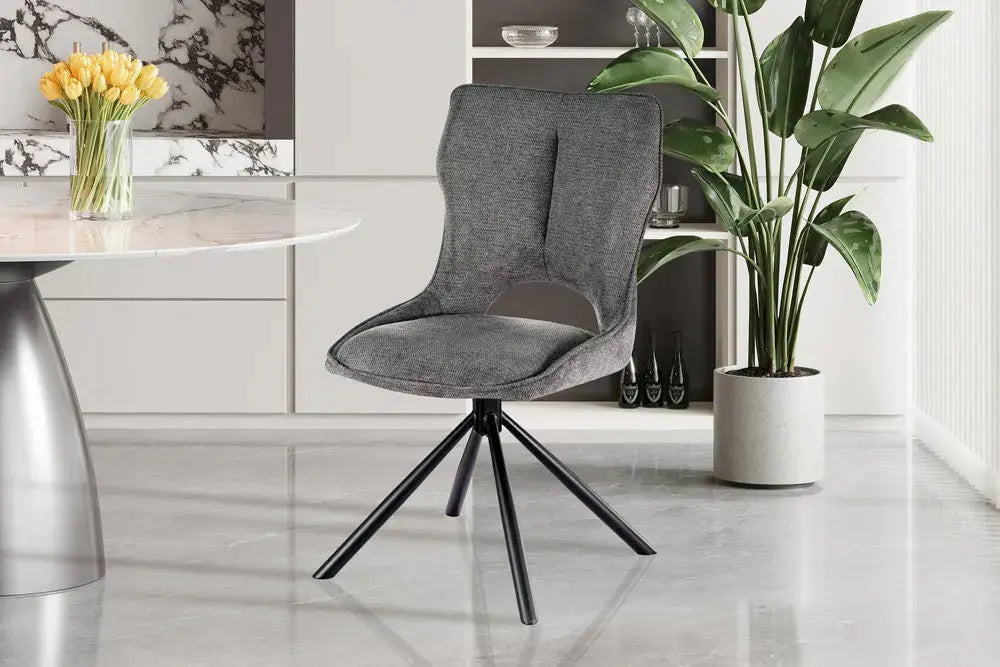 Chaise Pivotante de Salle à Manger MORY en Tissu Gris foncé - 48 x 59.5 cm ROUSSEAU