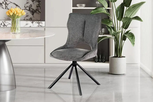 Chaise Pivotante de Salle à Manger MORY en Tissu Gris foncé - 48 x 59.5 cm ROUSSEAU