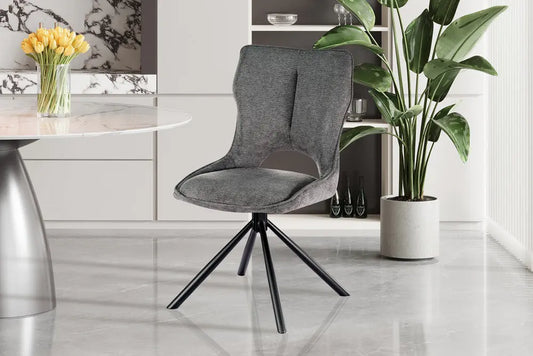 Chaise Pivotante de Salle à Manger MORY en Tissu Gris foncé - 48 x 59.5 cm ROUSSEAU