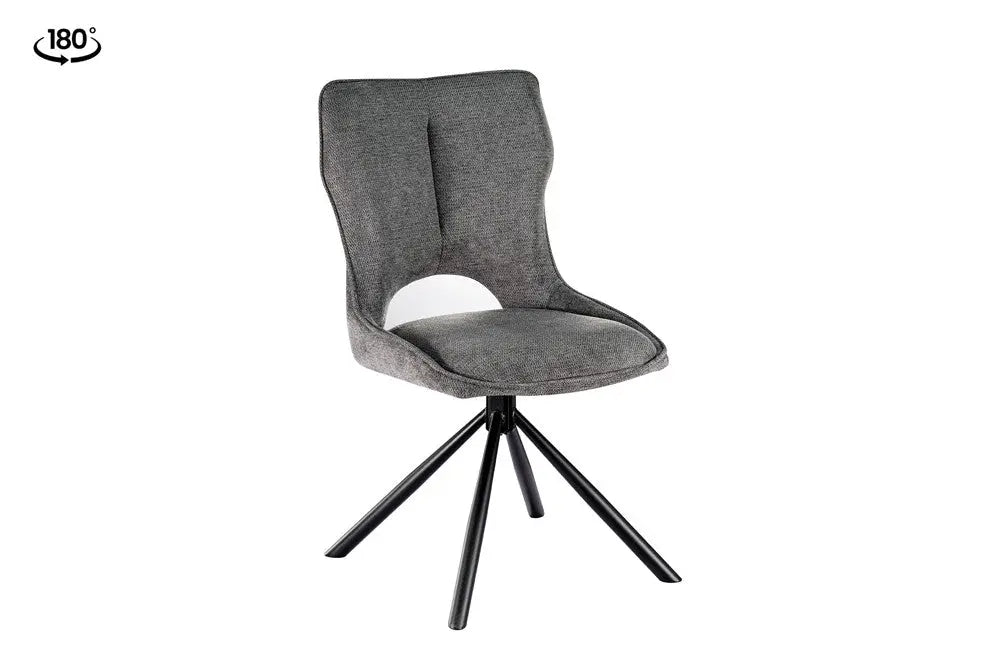 Chaise Pivotante de Salle à Manger MORY en Tissu Gris foncé - 48 x 59.5 cm ROUSSEAU