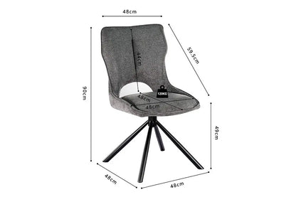 Chaise Pivotante de Salle à Manger MORY en Tissu Gris foncé - 48 x 59.5 cm ROUSSEAU