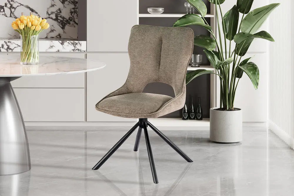 Chaise Pivotante de Salle à Manger MORY en Tissu Poivre - 48 x 59.5 cm ROUSSEAU