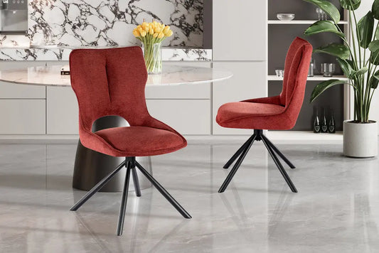 Chaise Pivotante de Salle à Manger MORY en Tissu Rouge - 48 x 59.5 cm ROUSSEAU
