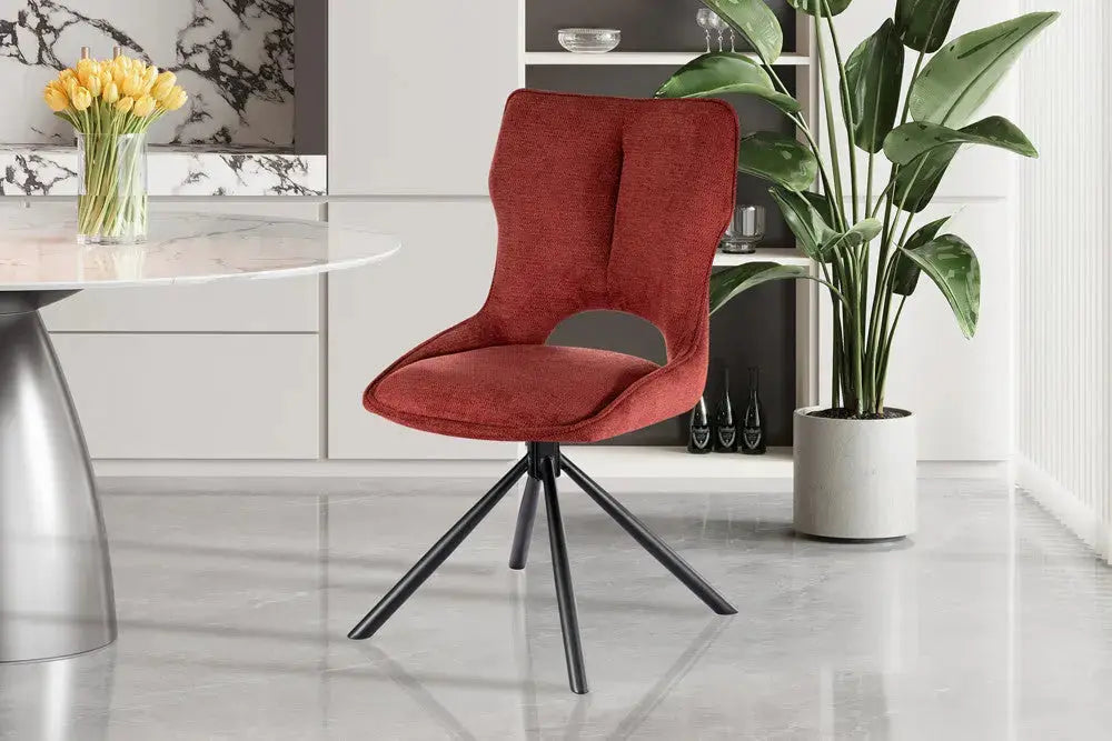 Chaise Pivotante de Salle à Manger MORY en Tissu Rouge - 48 x 59.5 cm ROUSSEAU
