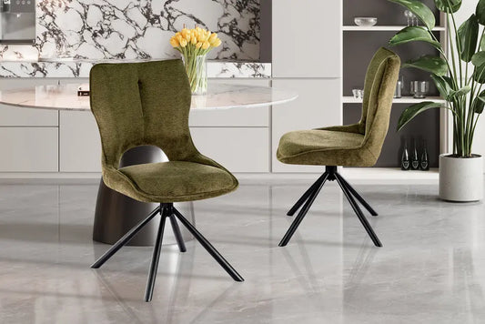 Chaise Pivotante de Salle à Manger MORY en Tissu Vert - 48 x 59.5 cm ROUSSEAU