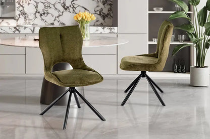 Chaise Pivotante de Salle à Manger MORY en Tissu Vert - 48 x 59.5 cm ROUSSEAU