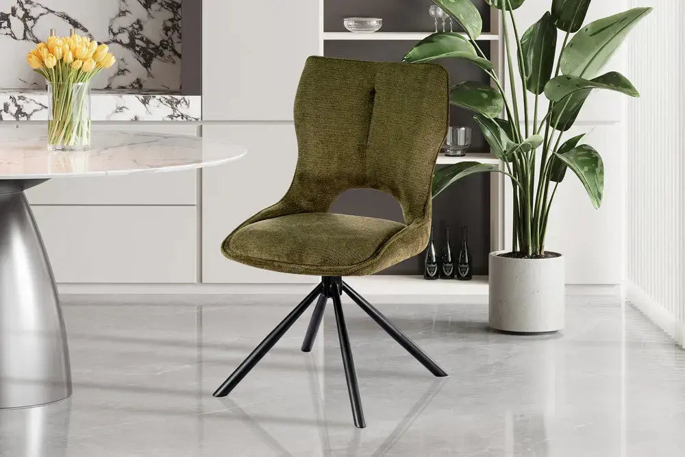 Chaise Pivotante de Salle à Manger MORY en Tissu Vert - 48 x 59.5 cm ROUSSEAU