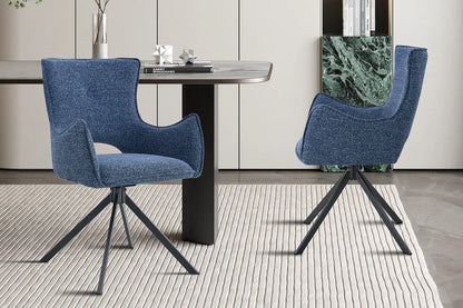 Chaise Pivotante de Salle à Manger avec Accoudoirs BILY en Tissu Bleu - 57.5 x 60 cm ROUSSEAU