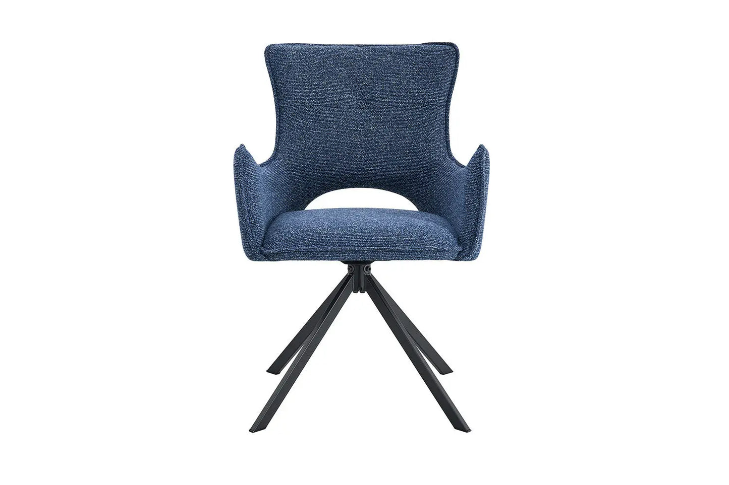 Chaise Pivotante de Salle à Manger avec Accoudoirs BILY en Tissu Bleu - 57.5 x 60 cm ROUSSEAU