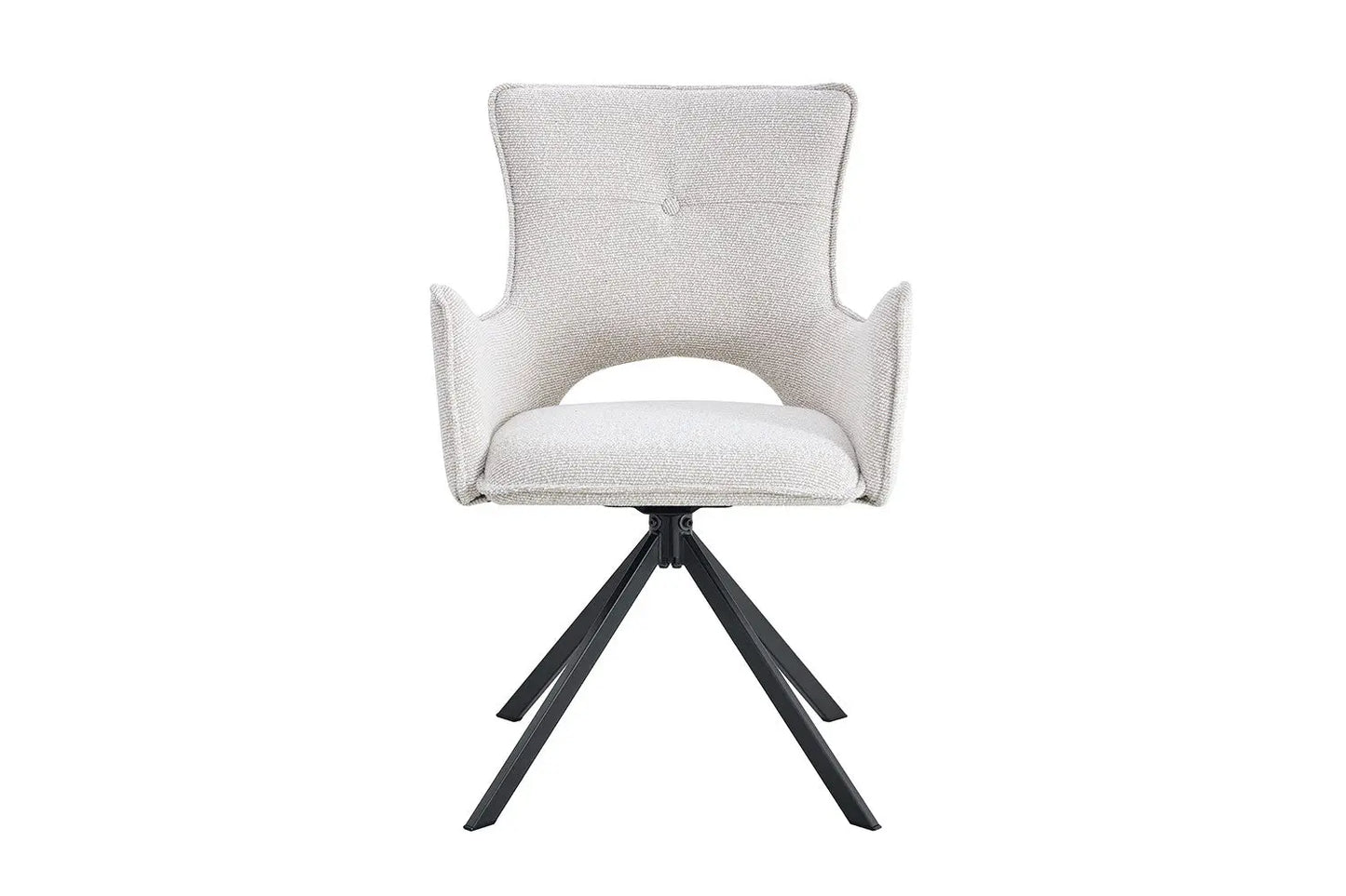 Chaise Pivotante de Salle à Manger avec Accoudoirs BILY en Tissu Ecru - 57.5 x 60 cm ROUSSEAU