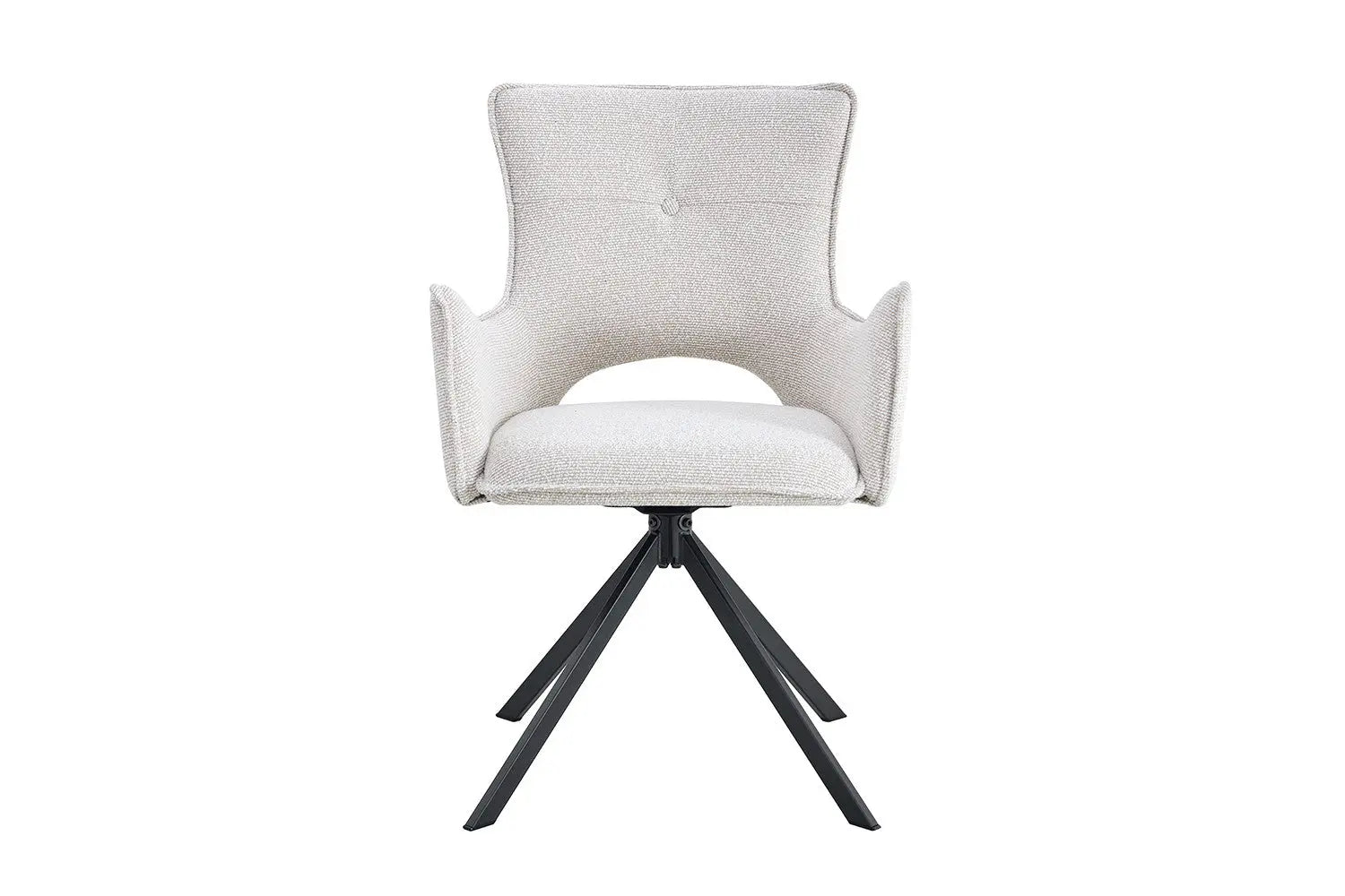 Chaise Pivotante de Salle à Manger avec Accoudoirs BILY en Tissu Ecru - 57.5 x 60 cm ROUSSEAU