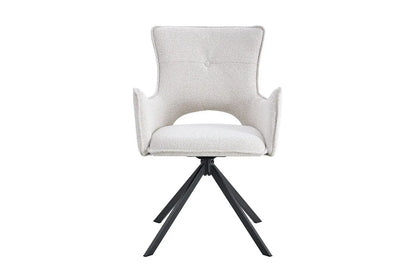 Chaise Pivotante de Salle à Manger avec Accoudoirs BILY en Tissu Ecru - 57.5 x 60 cm ROUSSEAU