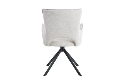 Chaise Pivotante de Salle à Manger avec Accoudoirs BILY en Tissu Ecru - 57.5 x 60 cm ROUSSEAU