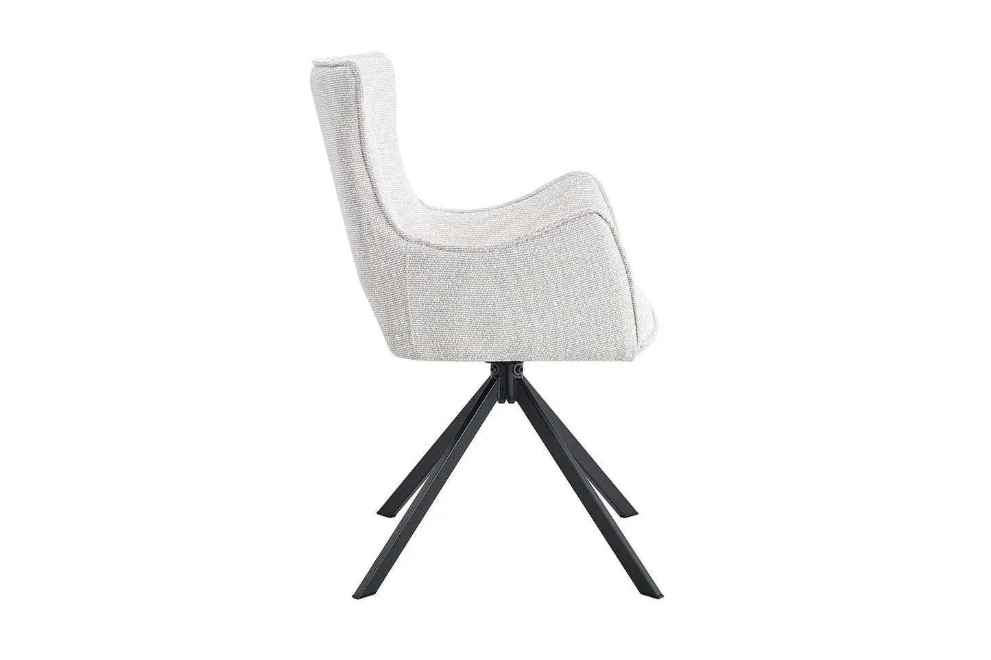 Chaise Pivotante de Salle à Manger avec Accoudoirs BILY en Tissu Ecru - 57.5 x 60 cm ROUSSEAU