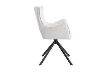 Chaise Pivotante de Salle à Manger avec Accoudoirs BILY en Tissu Ecru - 57.5 x 60 cm ROUSSEAU