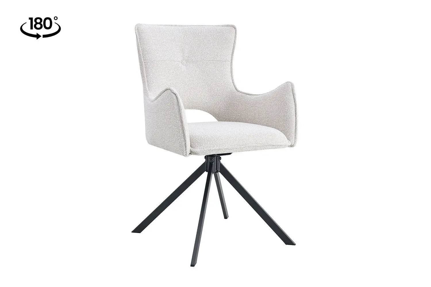 Chaise Pivotante de Salle à Manger avec Accoudoirs BILY en Tissu Ecru - 57.5 x 60 cm ROUSSEAU