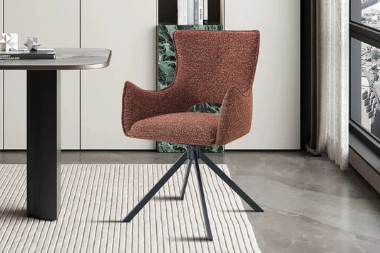 Chaise Pivotante de Salle à Manger avec Accoudoirs BILY en Tissu Rouge - 57.5 x 60 cm ROUSSEAU