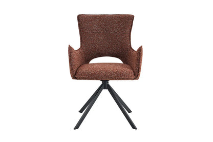 Chaise Pivotante de Salle à Manger avec Accoudoirs BILY en Tissu Rouge - 57.5 x 60 cm ROUSSEAU