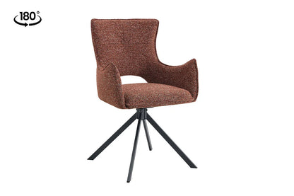 Chaise Pivotante de Salle à Manger avec Accoudoirs BILY en Tissu Rouge - 57.5 x 60 cm ROUSSEAU