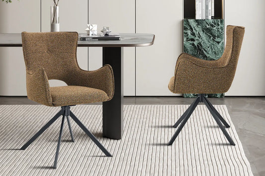 Chaise Pivotante de Salle à Manger avec Accoudoirs BILY en Tissu Rouille - 57.5 x 60 cm ROUSSEAU