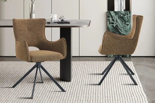 Chaise Pivotante de Salle à Manger avec Accoudoirs BILY en Tissu Rouille - 57.5 x 60 cm ROUSSEAU