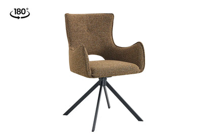 Chaise Pivotante de Salle à Manger avec Accoudoirs BILY en Tissu Rouille - 57.5 x 60 cm ROUSSEAU