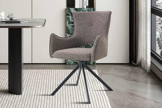 Chaise Pivotante de Salle à Manger avec Accoudoirs BILY en Tissu Sable - 57.5 x 60 cm ROUSSEAU