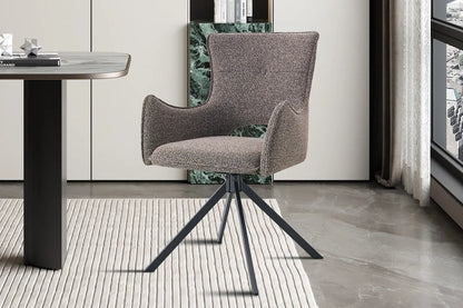 Chaise Pivotante de Salle à Manger avec Accoudoirs BILY en Tissu Sable - 57.5 x 60 cm ROUSSEAU