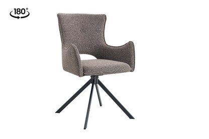 Chaise Pivotante de Salle à Manger avec Accoudoirs BILY en Tissu Sable - 57.5 x 60 cm ROUSSEAU