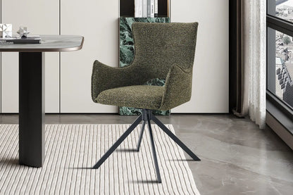 Chaise Pivotante de Salle à Manger avec Accoudoirs BILY en Tissu Vert - 57.5 x 60 cm ROUSSEAU