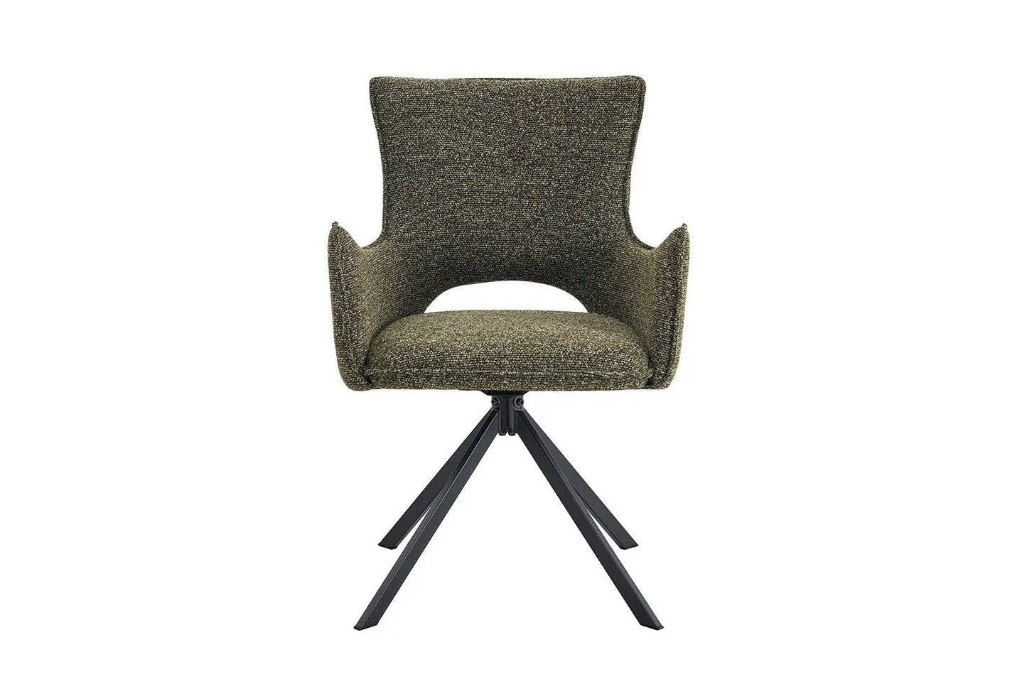 Chaise Pivotante de Salle à Manger avec Accoudoirs BILY en Tissu Vert - 57.5 x 60 cm ROUSSEAU