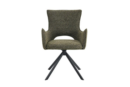 Chaise Pivotante de Salle à Manger avec Accoudoirs BILY en Tissu Vert - 57.5 x 60 cm ROUSSEAU